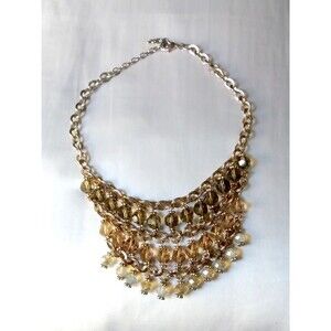 Chunky bib-style beaded statement necklace